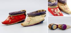 An antique pair of lotus shoes