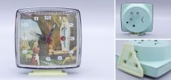 Curious alarm clock Lourdes motif 1950 - 1960