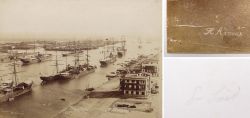Albumin Foto, Hafenbecken, Port Said, �gypten, Schifffahrt, Hippolyte Arnoux, Ende 19. Jahrhundert