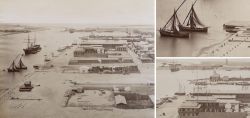 Albumin Foto, Hafen Port Said, �gypten Sueskanal, Fr�he Phase um 1875