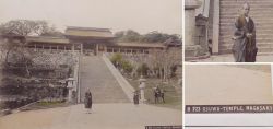 Albumin Foto, Japan, Handkoloriert, Osuwa Temple, Nagasaki, um 1890