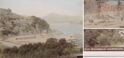 Albumin Foto, Japan, Handkoloriert, Tategami Trockendock, Nagasaki Harbour um 1890