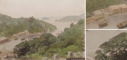 Albumin Foto, Japan, Handkoloriert, Hafen Nagasaki, Insel Takaboko, Pappenberg, um 1885
