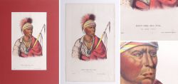 Handkolorierte Lithografie, H�uptling Not Chi Mi Ne, Ioway, McKenney Hall, 1865
