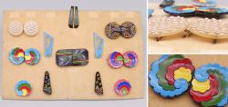 Antiker Art D�co Gablonz Musterkarton, Bakelit Dress Clips und Schnallen, Modeaccessoires, Czechoslovakia um 1930
