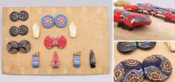 Antiker Art D�co Gablonz Musterkarton, Bakelit Dress Clips und Schnallen, Modeaccessoires, Czechoslovakia um 1930